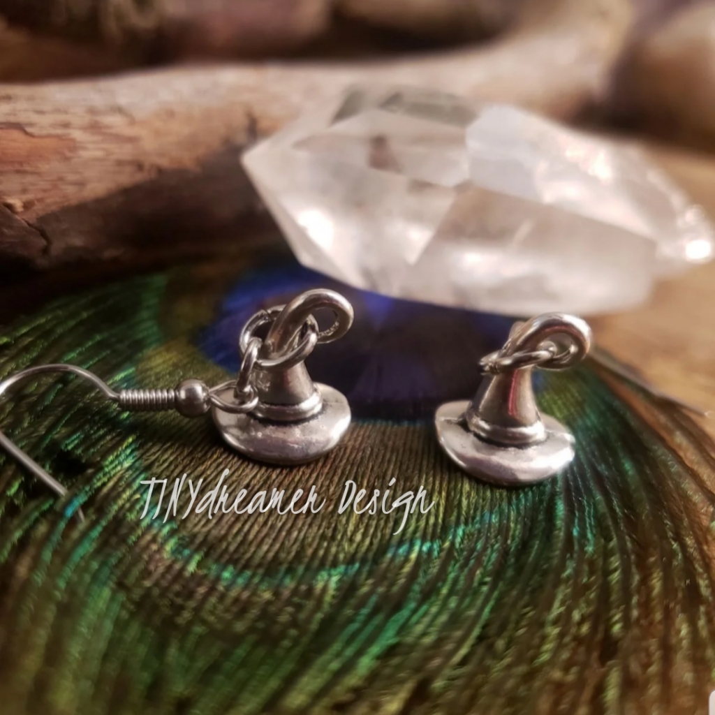 Witchy Witch Earrings Wiccan Pointed Hat Halloween Earrings Occult~Samhain~Magic